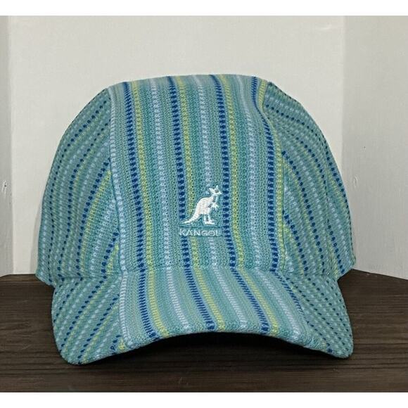 Kangol Kids Striped Blue and Green Hat - Picture 1 of 6